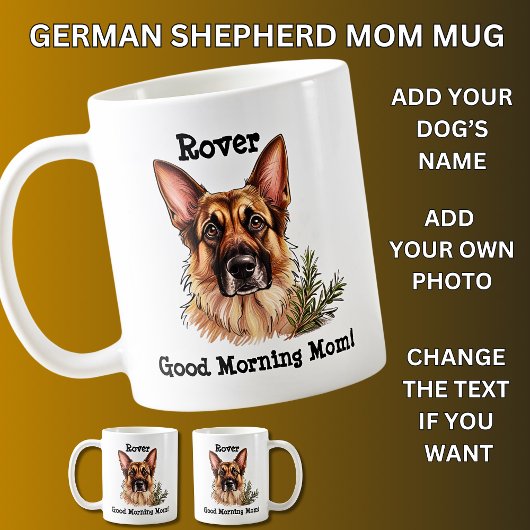 Deutscher Hirte, Hundename hinzufügen, Foto ändern Kaffeetasse