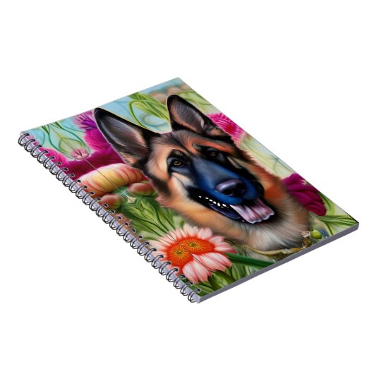 Deutscher Hirte im Garten Notizblock (Rechte Seite)