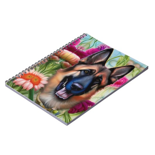 Deutscher Hirte im Garten Notizblock (Linke Seite)