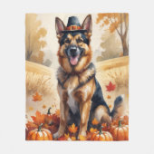 Deutscher Hirte im Herbst hinterlässt Erntedank Ku Fleecedecke (Vorderseite)