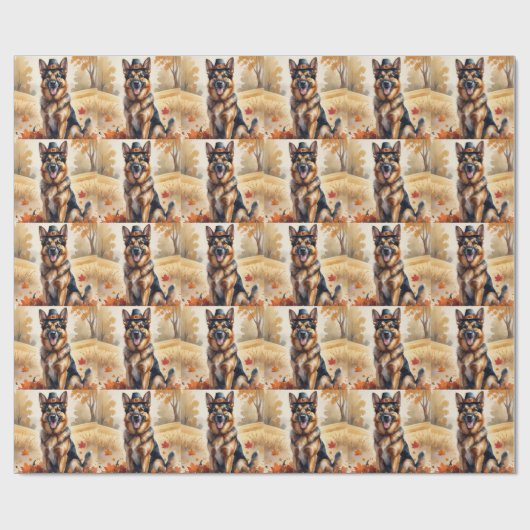 Deutscher Hirte im Herbst hinterlässt Erntedank Ku Geschenkpapier (Flach)