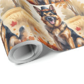 Deutscher Hirte im Herbst hinterlässt Erntedank Ku Geschenkpapier (Rolleneckpunkt)