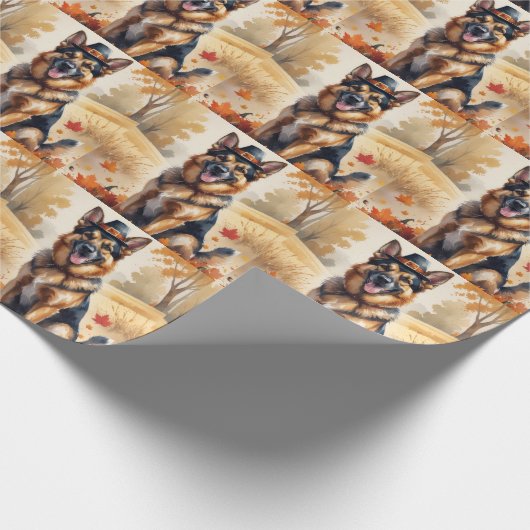 Deutscher Hirte im Herbst hinterlässt Erntedank Ku Geschenkpapier (Ecke)