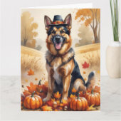 Deutscher Hirte im Herbst hinterlässt Erntedank Ku Karte (Vorderseite)