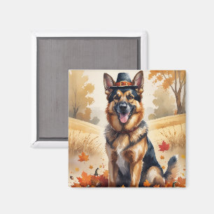 Deutscher Hirte im Herbst hinterlässt Erntedank Ku Magnet