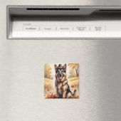 Deutscher Hirte im Herbst hinterlässt Erntedank Ku Magnet (In Situ (Geschirrspüler))