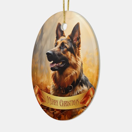 Deutscher Hirte im Herbst Keramik Ornament (Links)