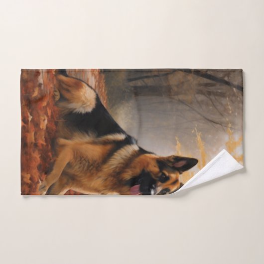 Deutscher Hirte im Herbst Leaves Inspirier Badhandtuch Set (Handtuch)