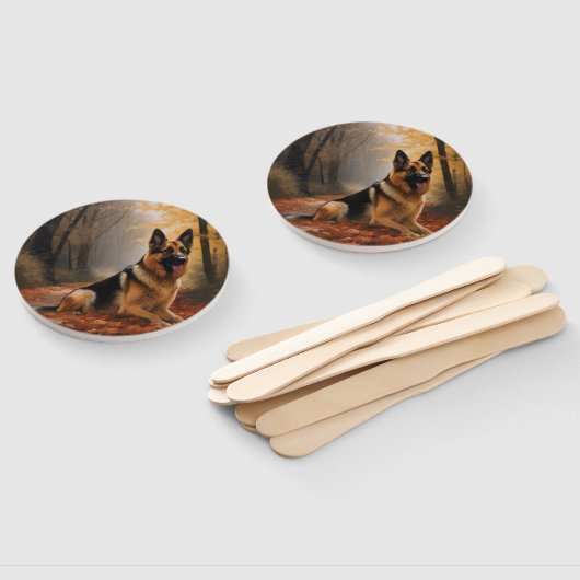 Deutscher Hirte im Herbst Leaves Inspirier Fächer (Non-assembled)