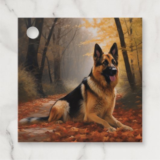 Deutscher Hirte im Herbst Leaves Inspirier Geschenkanhänger (Vorderseite)