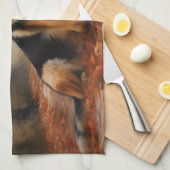 Deutscher Hirte im Herbst Leaves Inspirier Geschirrtuch (Viertel Falte)