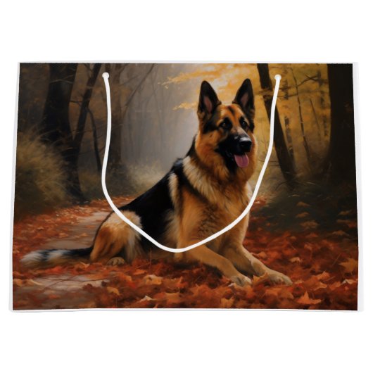 Deutscher Hirte im Herbst Leaves Inspirier Große Geschenktüte (Vorderseite)