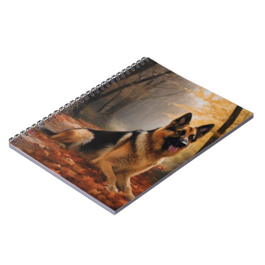 Deutscher Hirte im Herbst Leaves Inspirier Notizblock (Linke Seite)