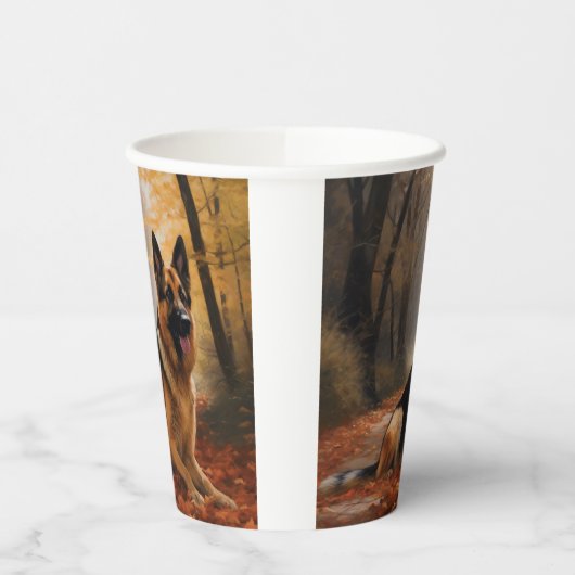 Deutscher Hirte im Herbst Leaves Inspirier Pappbecher (Links)