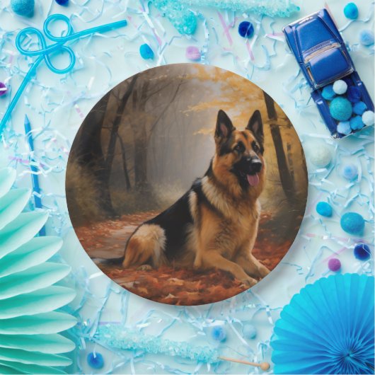 Deutscher Hirte im Herbst Leaves Inspirier Pappteller (Party)