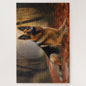 Deutscher Hirte im Herbst Leaves Inspirier Puzzle (Vertikal)