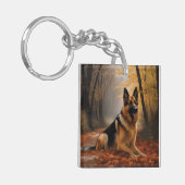 Deutscher Hirte im Herbst Leaves Inspirier Schlüsselanhänger (Vorderseite links)