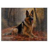 Deutscher Hirte im Herbst Leaves Inspirier Schneidebrett (Vorderseite)