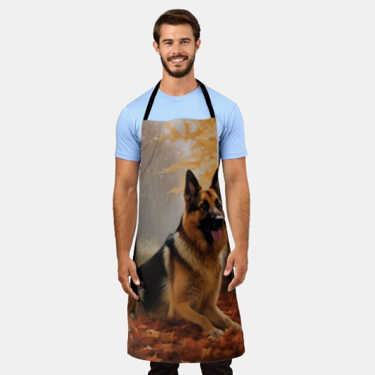 Deutscher Hirte im Herbst Leaves Inspirier Schürze (Getragen)