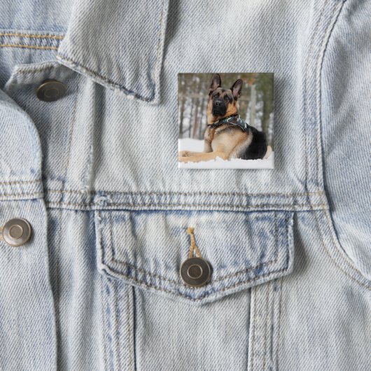 Deutscher Hirte im Schnee Button (Beispiel)