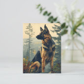 Deutscher Hirte im Wald Postkarte (Stehend Vorderseite)