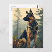 Deutscher Hirte im Wald Postkarte (Vorne/Hinten)