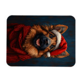 Deutscher Hirte in einer flexiblen Weihnachtsmannm Magnet (Horizontal)