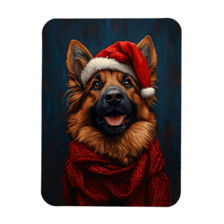 Deutscher Hirte in einer flexiblen Weihnachtsmannm Magnet
