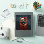 Deutscher Hirte in einer Weihnachtsmannmütze Aufkleber (iPad Hülle)