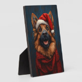 Deutscher Hirte in einer Weihnachtsmannmütze Fotoplatte (Seite)