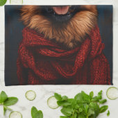 Deutscher Hirte in einer Weihnachtsmannmütze Geschirrtuch (Gefaltet)