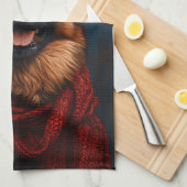 Deutscher Hirte in einer Weihnachtsmannmütze Geschirrtuch (Viertel Falte)