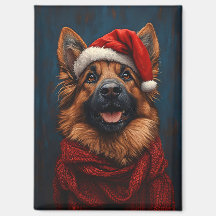 Deutscher Hirte in einer Weihnachtsmannmütze