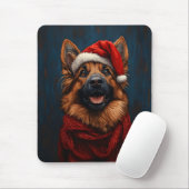 Deutscher Hirte in einer Weihnachtsmannmütze Mousepad (Mit Mouse)