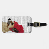 Deutscher Hirte in Red Wooly Hat Gepäckanhänger (Vorderseite horizontal)