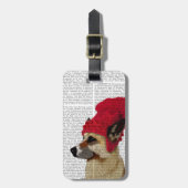 Deutscher Hirte in Red Wooly Hat Gepäckanhänger (Vorderseite vertikal)