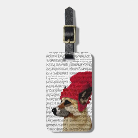 Deutscher Hirte in Red Wooly Hat Gepäckanhänger (Vorderseite vertikal)