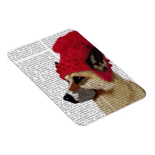 Deutscher Hirte in Red Wooly Hat Magnet (Rechte Seite)