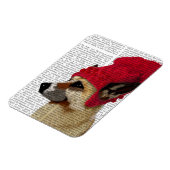 Deutscher Hirte in Red Wooly Hat Magnet (Linke Seite)