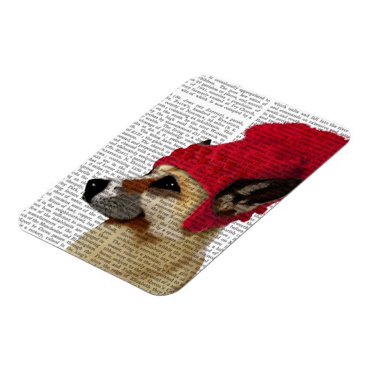 Deutscher Hirte in Red Wooly Hat Magnet (Linke Seite)