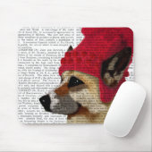 Deutscher Hirte in Red Wooly Hat Mousepad (Mit Mouse)