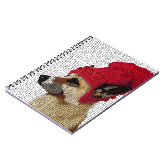 Deutscher Hirte in Red Wooly Hat Notizblock (Linke Seite)