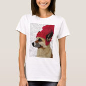 Deutscher Hirte in Red Wooly Hat T-Shirt (Vorderseite)