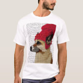Deutscher Hirte in Red Wooly Hat T-Shirt (Vorderseite)