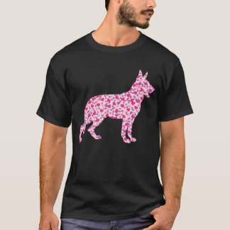 Deutscher Hirte in rosa Herzen T-Shirt