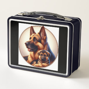 Deutscher Hirte, Mama & Pup 04X Metall Brotdose