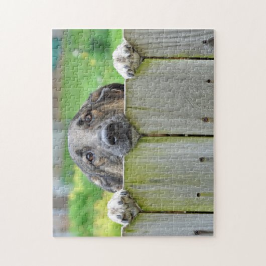 Deutscher Hirte mit Blick auf den Zaun Puzzle (Vertikal)