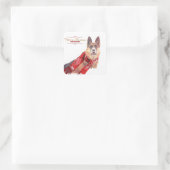 Deutscher Hirte mit Holiday Scarf Quadratischer Aufkleber (Tasche)
