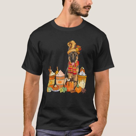 Deutscher Hirte mit Kaffeekuchen fallen T-Shirt (Vorderseite)
