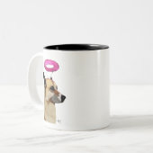 Deutscher Hirte mit rosa Halo Zweifarbige Tasse (Vorderseite Links)